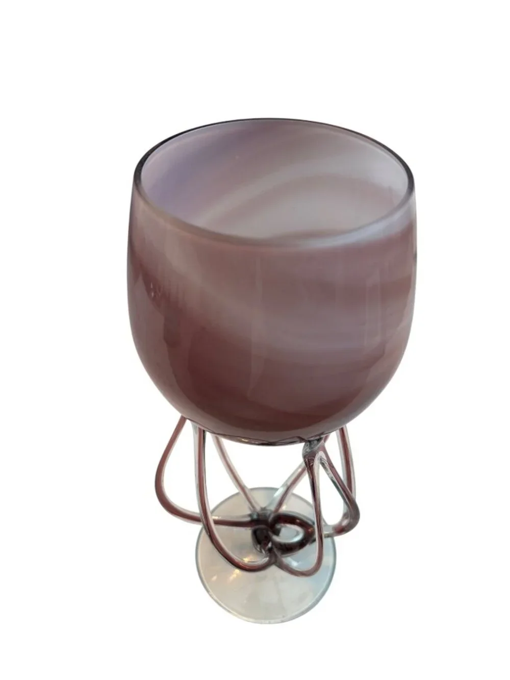Hand-blown art glass pedestal bowl/vase, Jozefina Kronsno Jellyfish design, 1970